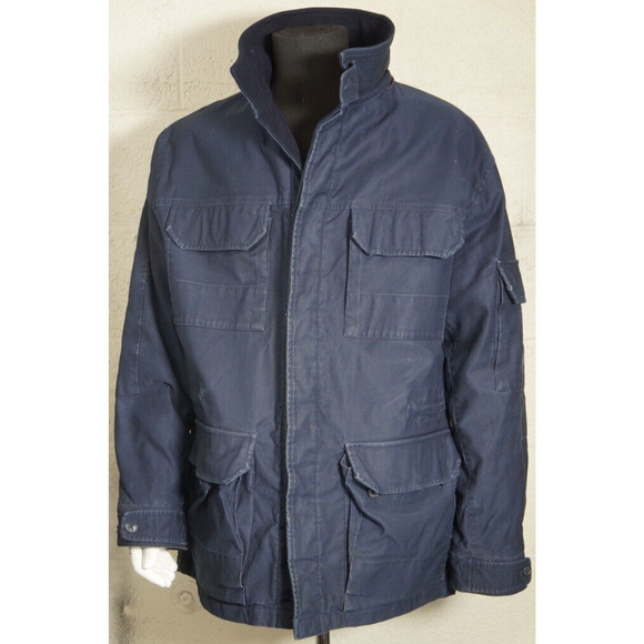 Vintage Polo Ralph Lauren Waxed Cotton Coat Wool Lined Navy Blue Men’s XL